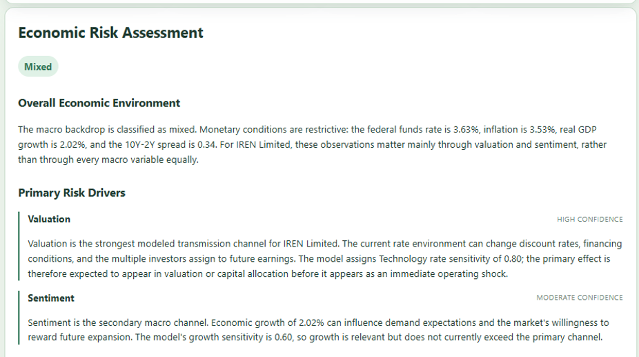 IREN economic risk assessment